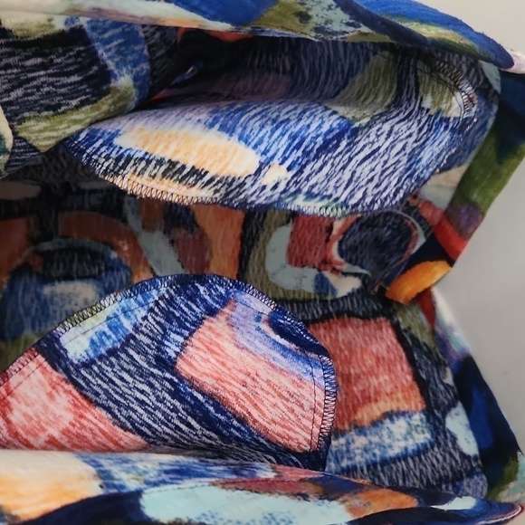 Ali Miles Colorful Abstract Patterned Coat Bell Sleeve Career Artsy Contemporary - Picture 8 of 12